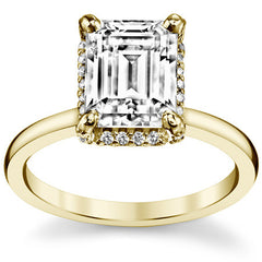 Emerald / Radiant Moissanite Engagement Ring