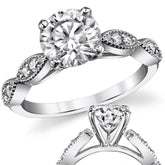 Scalloped Cathedral Moissanite Engagement Ring