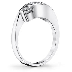 Round Bypass Three-Stone Moissanite Engagement Ring