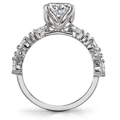 Round and Marquise Tulip Setting Moissanite Engagement Ring