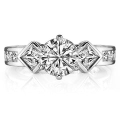 Square & Round Brilliant Moissanite Engagement Ring Setting 0.92ct