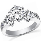Square & Round Brilliant Moissanite Engagement Ring Setting 0.92ct