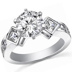 Square & Round Brilliant Moissanite Engagement Ring Setting 0.92ct