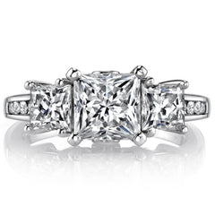 Princess 3-Stone Moissanite Engagement Ring with Euro Shank