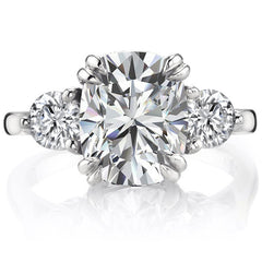 Rectangular Cushion Three-Stone Moissanite Engagement Ring