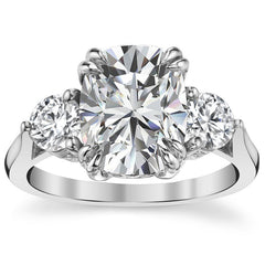 Rectangular Cushion Three-Stone Moissanite Engagement Ring
