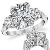 Rectangular Cushion Three-Stone Moissanite Engagement Ring