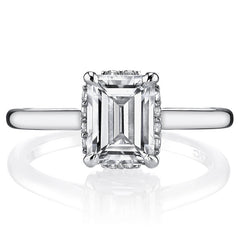 Emerald / Radiant cut Encircled Moissanite Engagement Ring
