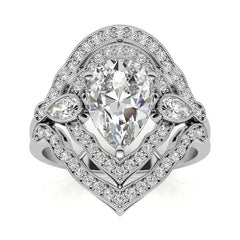Pear Double Halo Moissanite Engagement Ring