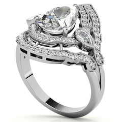 Pear Double Halo Moissanite Engagement Ring