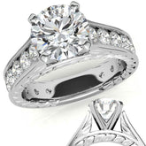 Round Antique Moissanite Engagement Ring Setting 1.8ct