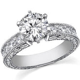 Round Antique Moissanite Engagement Ring Setting 0.6ct