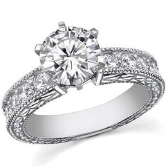 Round Antique Moissanite Engagement Ring Setting 0.6ct