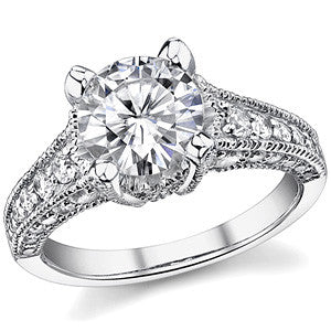 Round Moissanite Antique Engagement Ring