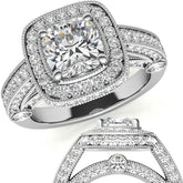 Legacy Style Cushion Halo Moissanite Engagement Ring
