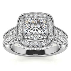Legacy Style Cushion Halo Moissanite Engagement Ring