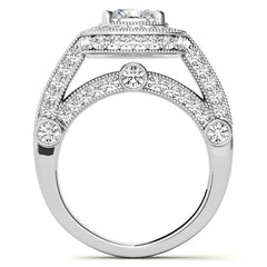 Legacy Style Cushion Halo Moissanite Engagement Ring