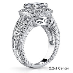 Cushion Halo Moissanite Engagement Ring