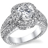 Cushion Halo Moissanite Engagement Ring