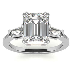 Radiant/Emerald & Baguette Moissanite Engagement Ring