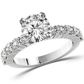 Round Brilliant Moissanite Shared-Prong Semi-Eternity Ring, 1ct