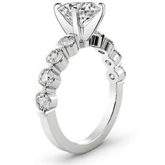 Round Brilliant Moissanite Bar-Set Engagement Ring (0.80ct)