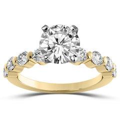Round Brilliant Moissanite Bar-Set Engagement Ring (0.80ct)