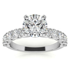 Moissanite U-Shaped Shared-Prong Semi-Eternity Ring (1.0ct)