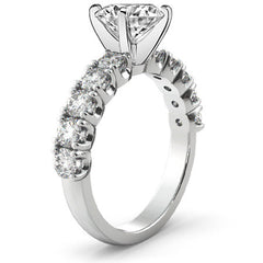 Round Brilliant Moissanite 4-Prong Set Semi-Eternity Ring, 1ct