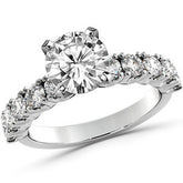 Round Brilliant Moissanite 4-Prong Set Semi-Eternity Ring, 1ct