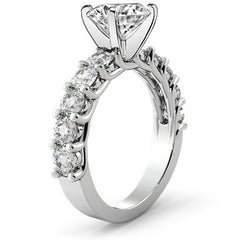 Round Brilliant Moissanite Shared Prong Trellis Semi-Eternity Ring, 1ct