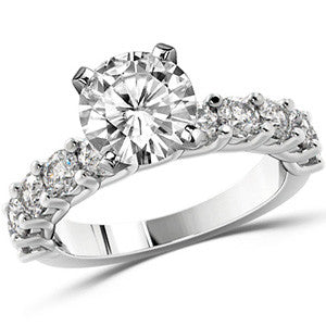 Round Brilliant Moissanite Shared Prong Trellis Semi-Eternity Ring, 1ct