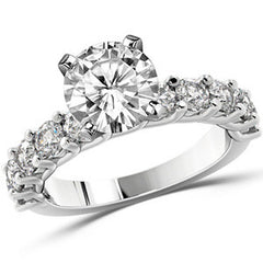 Round Brilliant Moissanite Shared Prong Trellis Semi-Eternity Ring, 1ct