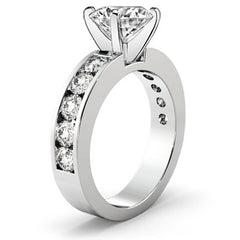Round Brilliant Moissanite Channel Set Semi-Eternity Ring, 1ct