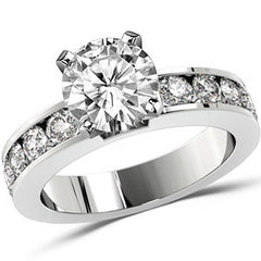 Round Brilliant Moissanite Channel Set Semi-Eternity Ring, 1ct