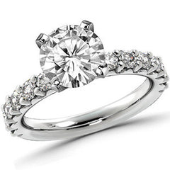 Round Brilliant Moissanite Shared-Prong Semi-Eternity Ring (0.72ct)