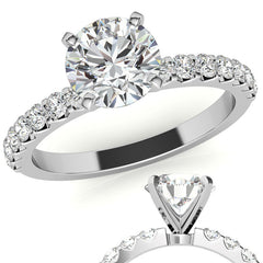Round Brilliant Moissanite Shared Prong Semi-Eternity Ring (0.42ct)