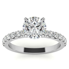 Round Brilliant Moissanite Shared Prong Semi-Eternity Ring (0.42ct)