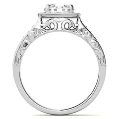 Antique Scroll Halo Moissanite Engagement Ring