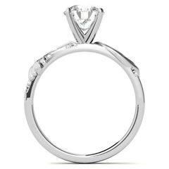 Round Brilliant Moissanite Floral Accent Engagement Ring