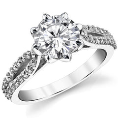 Round 8-Prong Floral Split Shank Wedding Set