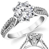 Round 8-Prong Floral Split Shank Wedding Set