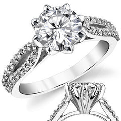 Round 8-Prong Floral Split Shank Wedding Set