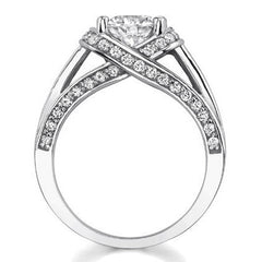 Criss-Cross Round Brilliant Moissanite Engagement Ring