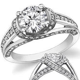 Criss-Cross Round Brilliant Moissanite Engagement Ring