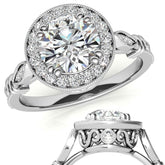 Round Antique Bella Halo Moissanite Engagement Ring