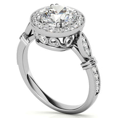Round Antique Bella Halo Moissanite Engagement Ring
