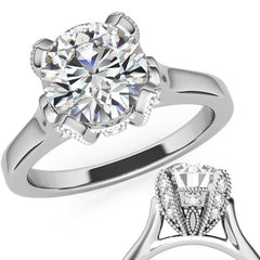 Round Antique Tulip Moissanite Engagement Ring