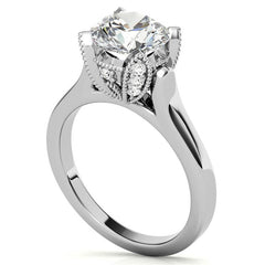 Round Antique Tulip Moissanite Engagement Ring