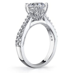 Antique Tulip Round Brilliant Moissanite Engagement Ring